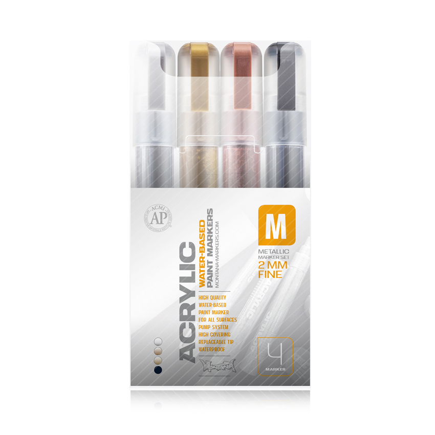 Montana ACRYLIC Marker Set 4er Fine Metallic